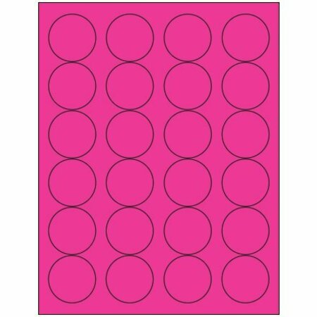 BSC PREFERRED 1 2/3'' Fluorescent Pink Circle Laser Labels, 2400PK S-5490P